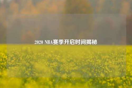 2020 NBA赛季开启时间揭秘