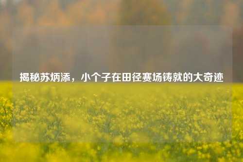 揭秘苏炳添，小个子在田径赛场铸就的大奇迹