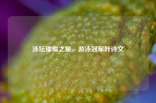 泳坛璀璨之星,游泳冠军叶诗文