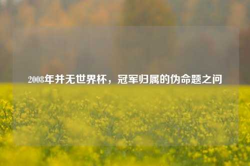 2008年并无世界杯，冠军归属的伪命题之问