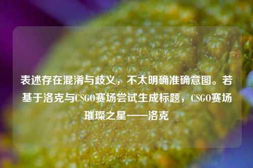 表述存在混淆与歧义,不太明确准确意图。若基于洛克与CSGO赛场尝试生成标题,CSGO赛场璀璨之星——洛克