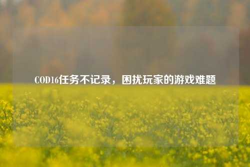 COD16任务不记录,困扰玩家的游戏难题