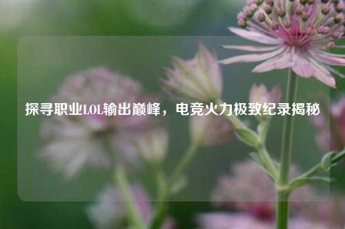 探寻职业LOL输出巅峰，电竞火力极致纪录揭秘