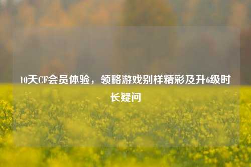 10天CF会员体验,领略游戏别样精彩及升6级时长疑问