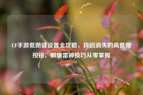 CF手游低抛键设置全攻略,找回消失的高低抛按钮,瞬爆雷神技巧从零掌握