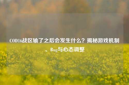 COD16战区输了之后会发生什么?揭秘游戏机制、Bug与心态调整
