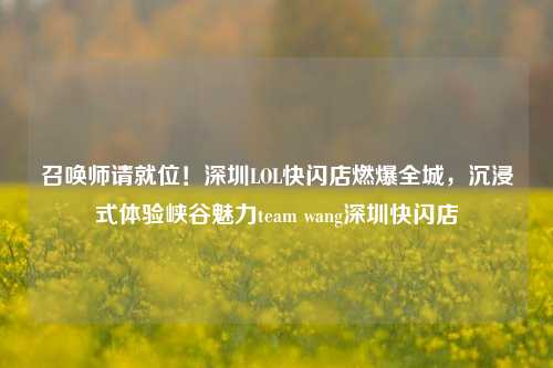 召唤师请就位！深圳LOL快闪店燃爆全城，沉浸式体验峡谷魅力team wang深圳快闪店