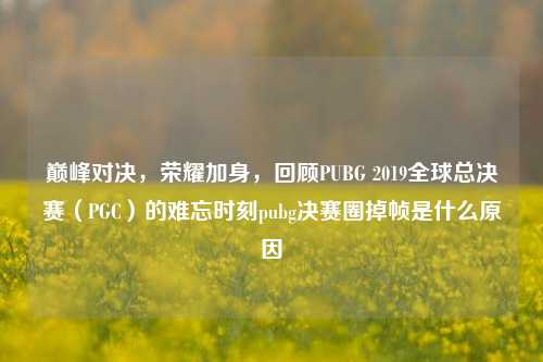 巅峰对决,荣耀加身,回顾PUBG 2019全球总决赛(PGC)的难忘时刻pubg决赛圈掉帧是什么原因
