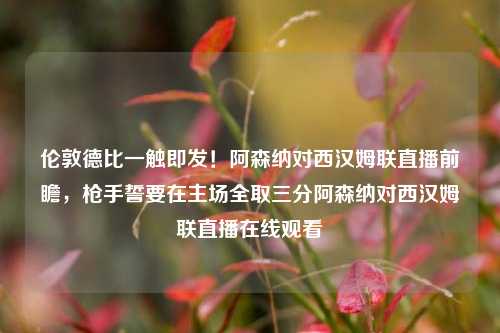 伦敦德比一触即发!阿森纳对西汉姆联直播前瞻,枪手誓要在主场全取三分阿森纳对西汉姆联直播在线观看