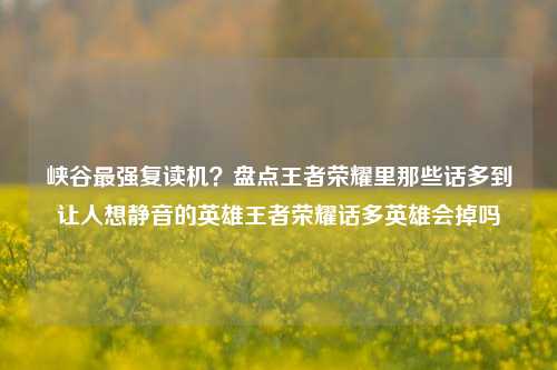 峡谷最强复读机？盘点王者荣耀里那些话多到让人想静音的英雄王者荣耀话多英雄会掉吗