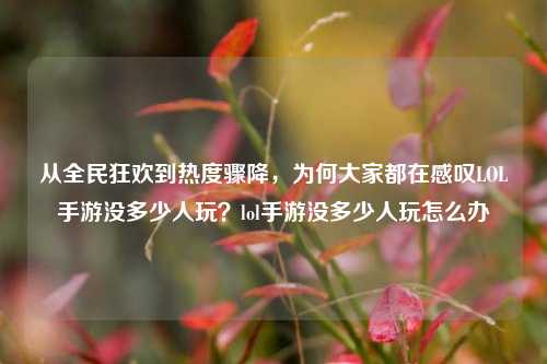 从全民狂欢到热度骤降,为何大家都在感叹LOL手游没多少人玩?lol手游没多少人玩怎么办