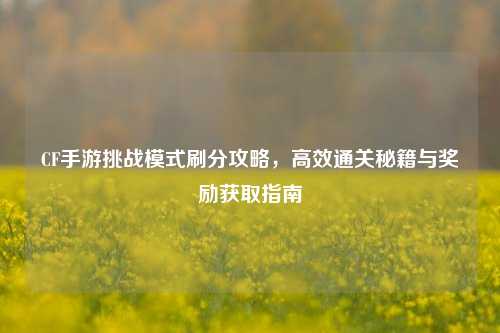 CF手游挑战模式刷分攻略,高效通关秘籍与奖励获取指南