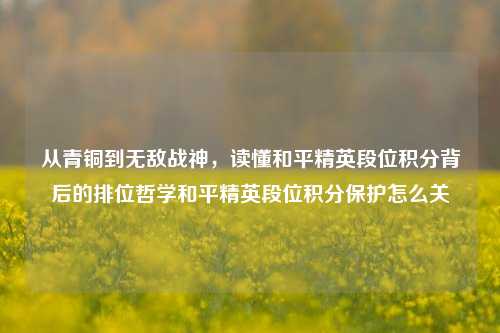 从青铜到无敌战神，读懂和平精英段位积分背后的排位哲学和平精英段位积分保护怎么关