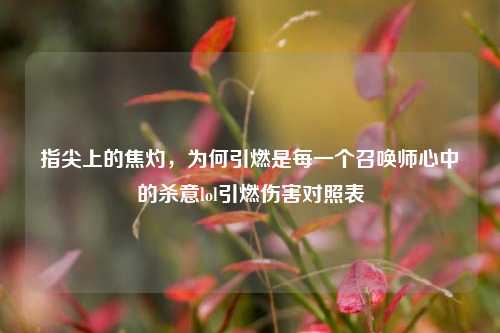 指尖上的焦灼,为何引燃是每一个召唤师心中的杀意lol引燃伤害对照表