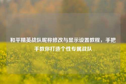 和平精英战队昵称修改与显示设置教程,手把手教你打造个性专属战队