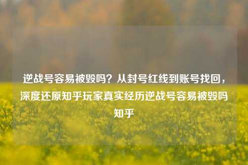 逆战号容易被毁吗？从封号红线到账号找回，深度还原知乎玩家真实经历逆战号容易被毁吗知乎