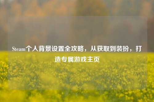 Steam个人背景设置全攻略，从获取到装扮，打造专属游戏主页