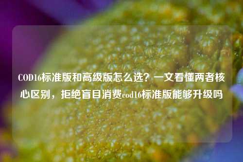COD16标准版和高级版怎么选？一文看懂两者核心区别，拒绝盲目消费cod16标准版能够升级吗