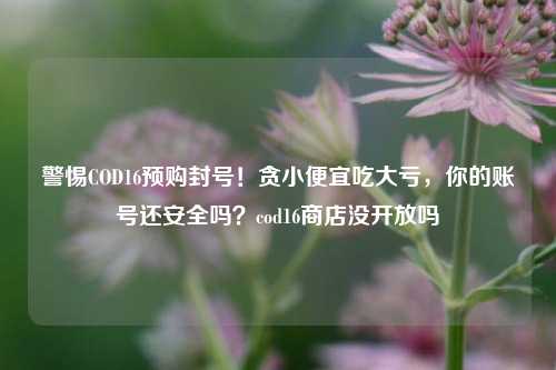 警惕COD16预购封号！贪小便宜吃大亏，你的账号还安全吗？cod16商店没开放吗