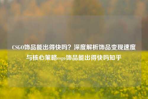 CSGO饰品能出得快吗?深度解析饰品变现速度与核心策略csgo饰品能出得快吗知乎