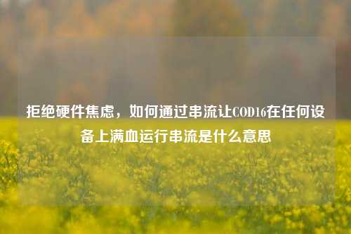 拒绝硬件焦虑，如何通过串流让COD16在任何设备上满血运行串流是什么意思