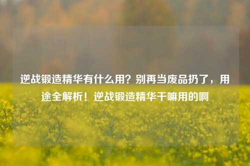 逆战锻造精华有什么用?别再当废品扔了,用途全解析!逆战锻造精华干嘛用的啊
