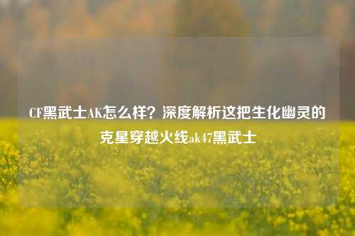 CF黑武士AK怎么样?深度解析这把生化幽灵的克星穿越火线ak47黑武士