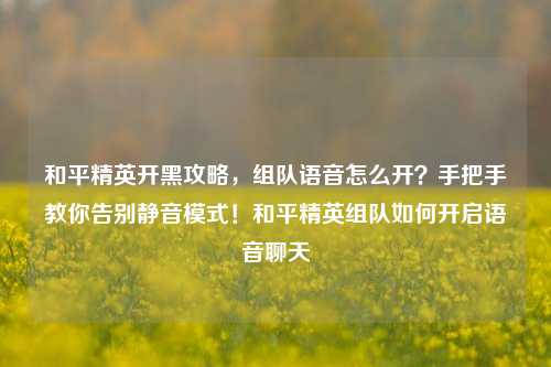 和平精英开黑攻略,组队语音怎么开?手把手教你告别静音模式!和平精英组队如何开启语音聊天