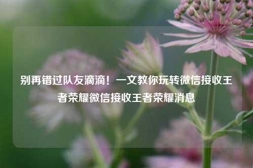 别再错过队友滴滴！一文教你玩转微信接收王者荣耀微信接收王者荣耀消息