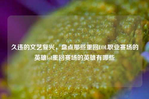 久违的文艺复兴，盘点那些重回LOL职业赛场的英雄lol重回赛场的英雄有哪些