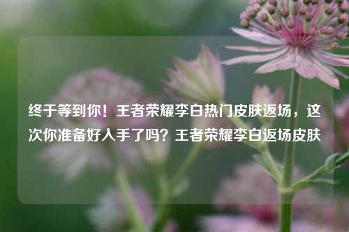终于等到你！王者荣耀李白热门皮肤返场，这次你准备好入手了吗？王者荣耀李白返场皮肤