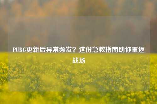 PUBG更新后异常频发？这份急救指南助你重返战场