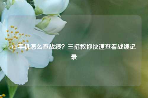 CF手机怎么查战绩？三招教你快速查看战绩记录