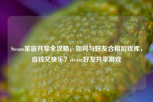 Steam家庭共享全攻略，如何与好友合租游戏库，省钱又快乐？steam好友共享游戏