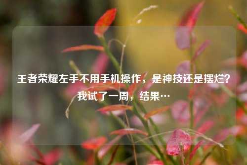 王者荣耀左手不用手机操作，是神技还是摆烂？我试了一周，结果…