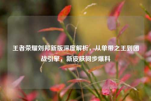 王者荣耀刘邦新版深度解析,从单带之王到团战引擎,新皮肤同步爆料